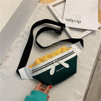 Leisure Tailleband Vrouwen Canvas Kleuraanpassing Een Schoudertas Student Rugzak Mode Borst Laterale Airbags Reizen Mobiele Zak: Yellow and green