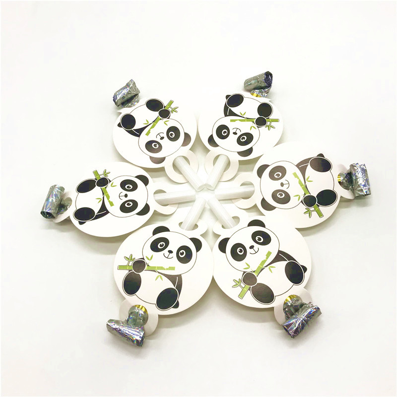 6 Stks/partij Panda Thema Kinderen Verjaardagsfeestje Grappig Speelgoed Fluitje Bruiloft Klapband Familie Party Blazen Draak Decoratie Supply