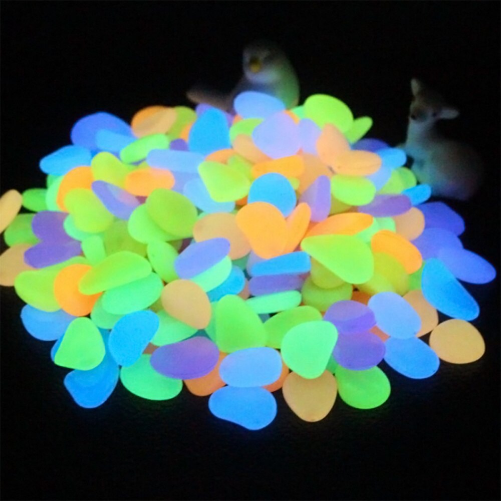 100 stuks lichtgevende keien, kiezelstenen, gloeiend in het donker voor aquarium, aquarium, grinddecoraties voor de tuin (blauw)