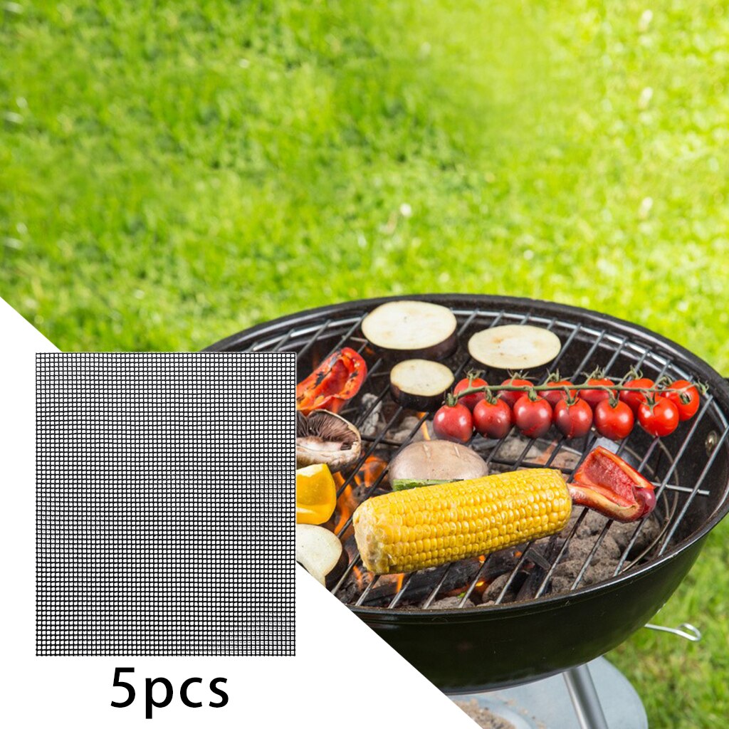 BBQ Grill Mesh Mat Glass Fiber Wire Net Non-Stick Pads Smoker Liner Reusable Sheet Baking Outdoor Activities 15.75x13inches