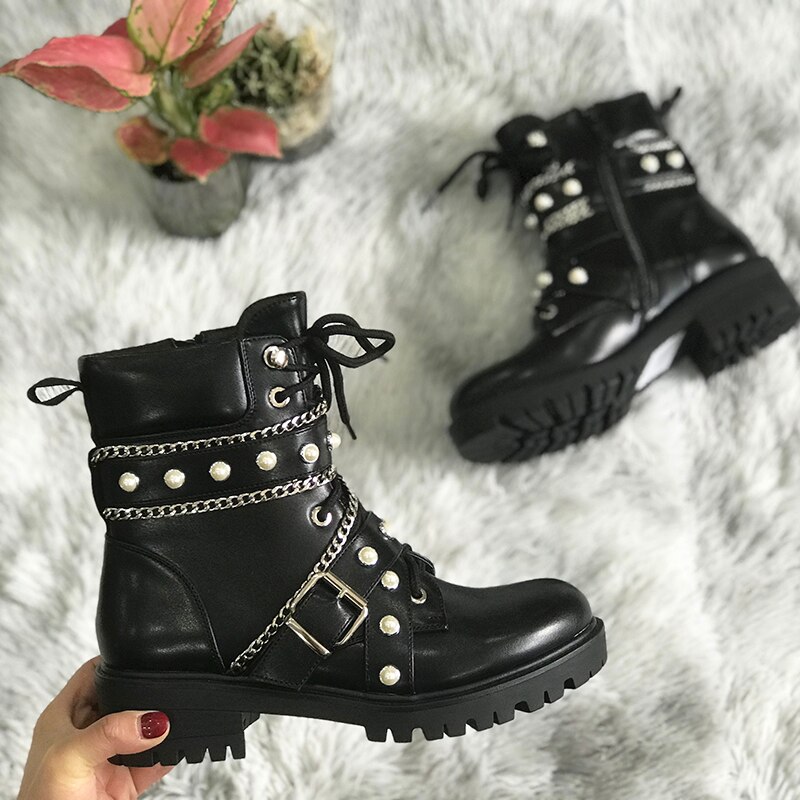 [fvfv] Winter Fall Punk Boots Women Shoes High Top Zipper Thick Heels Black Thin Streetwear Motorcycle Biker Boots