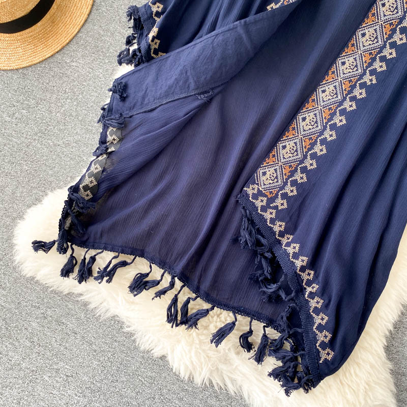 Teelynn Wit Katoen Etnische Borduren Kimono Robe Vrouw Lange Blouse Vest Ssummer Boho Strand Tassle Bohemian Bikini Cover Up