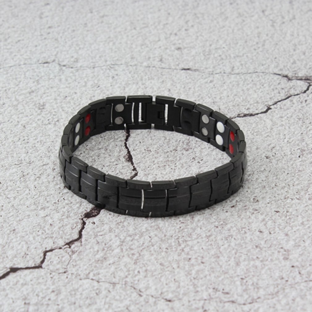 Escalus-pulsera magnética de titanio puro para hombre, negra, 4 en 1, imanes, iones negativos, germanio, Pulseras de salud, joyería