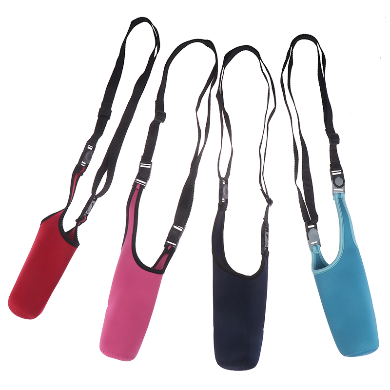 1pc värmeisolerande vattenflaska lock väska bärare med snäppspänne rep rem