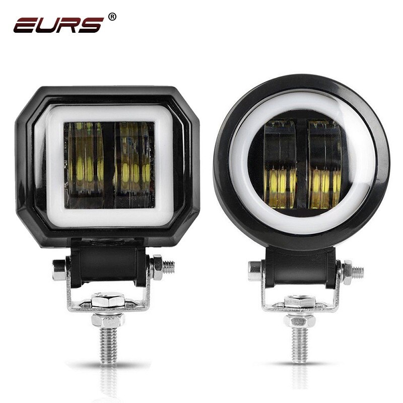EURS 3inch LED Headlights DRL Angel eyes Spotlight Accessories headlamp 20W LED Motorcycle Spot 2000lm Halo Ring White Red Blue