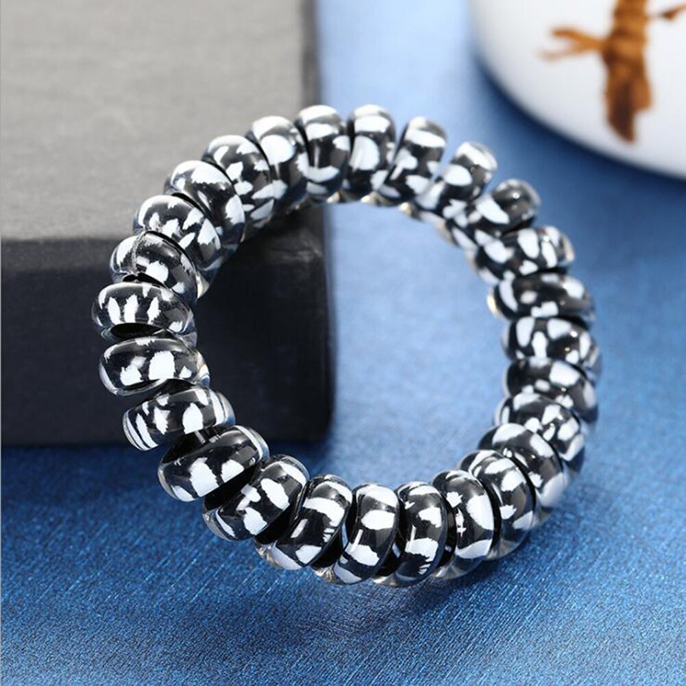 1Pcs Luipaard Haar Chouchou Elastische Haarbanden Cirkel Spiraal Haar Banden Vrouwen Meisjes Hoofddeksels Paardenstaart Houder Haaraccessoires: Black