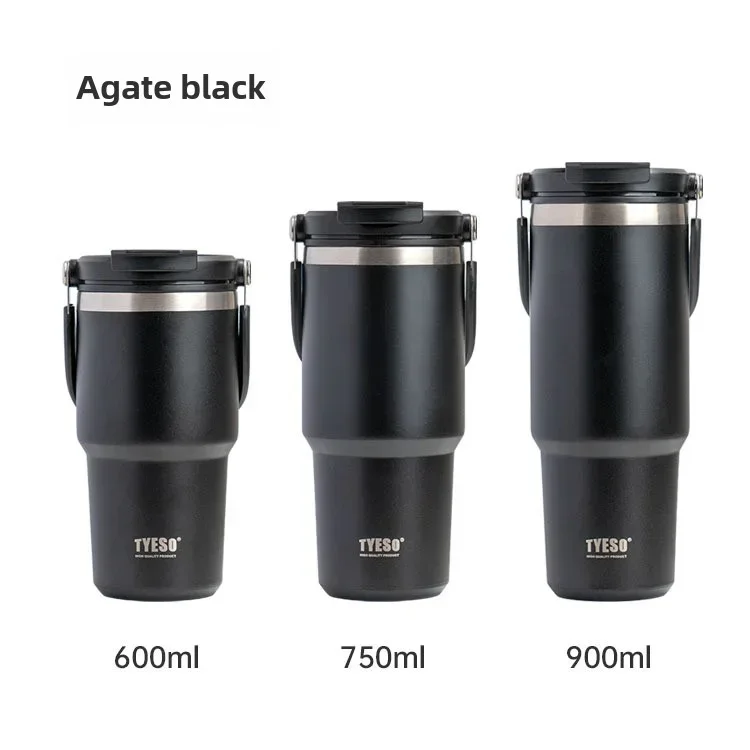 Tyeso bärbar bilkaffekopp rostfritt stål stor kapacitet isolering sportvattenkokare: Vit / 201-300ml