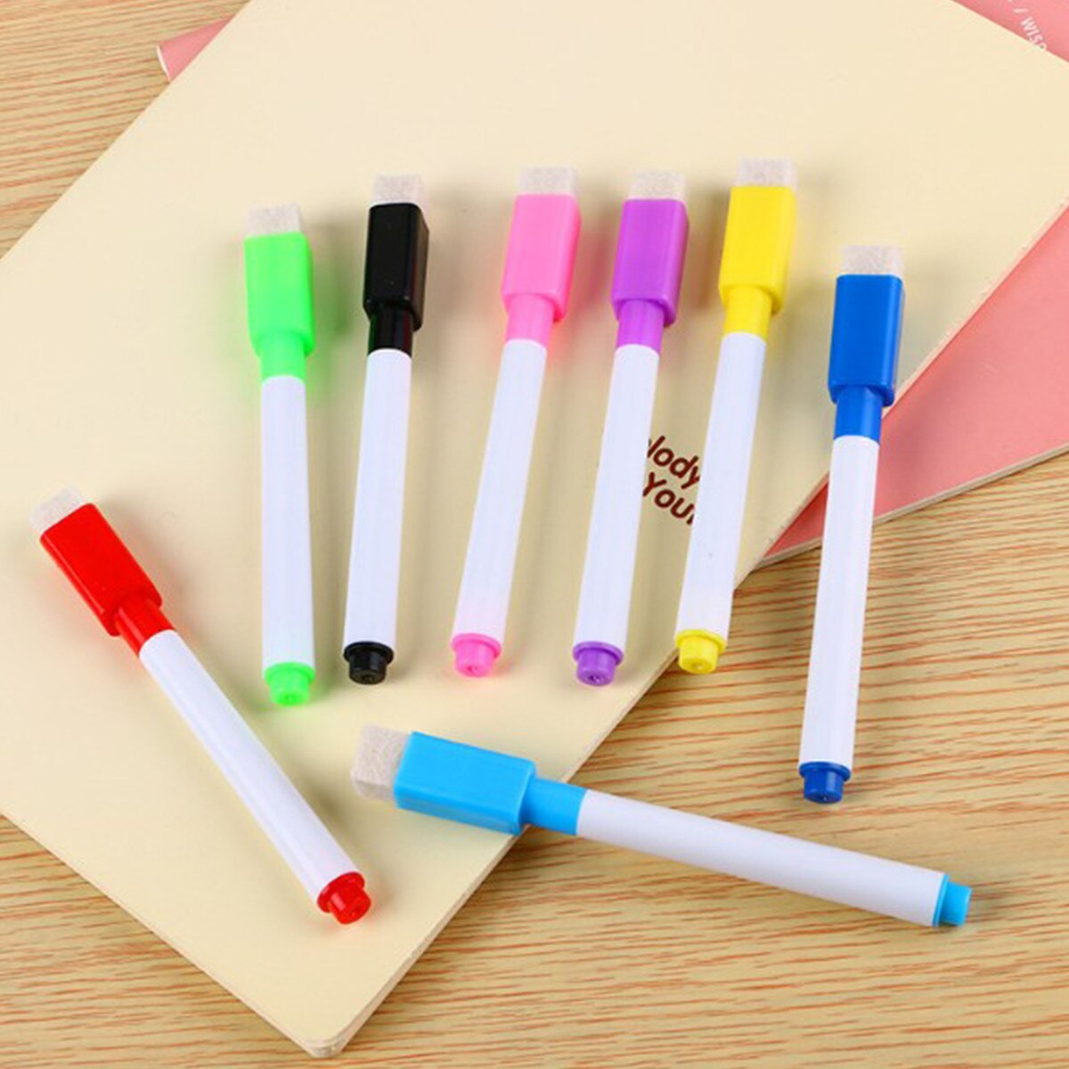 8 colors White Board Marker Pens Pen Dry Eraser Easy Wipe Whiteboard With Eraser