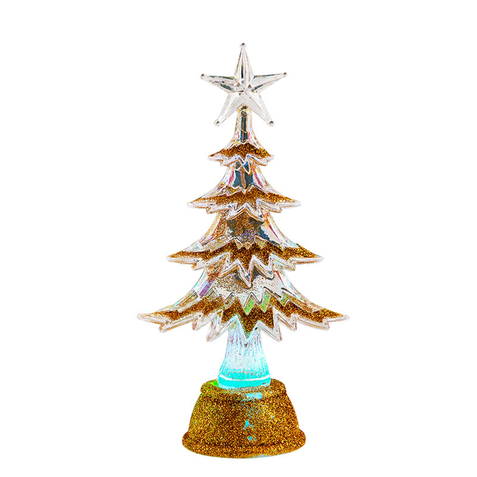 Tabletop Mini Christmas Tree with LED Lights Artificial Pine Tree for DIY Halloween Christmas Ornaments Decorations WWO6: Gold