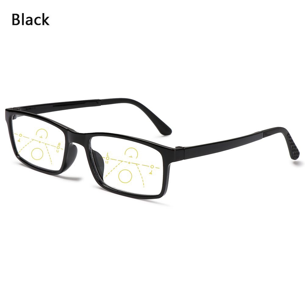 1Pc Progressive Reading Glasses Multifocal Bifocal Men Women Anti Blue Light Anti-fatigue Magnifying Presbyopic EyeGlasses: +100 / black