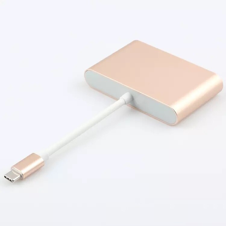 Adaptateur type-c 3 en 1 VGA Hub pour téléphone Mac ordinateur portable connecteur USB 3.0 Type C Station d'accueil en alliage d'aluminium