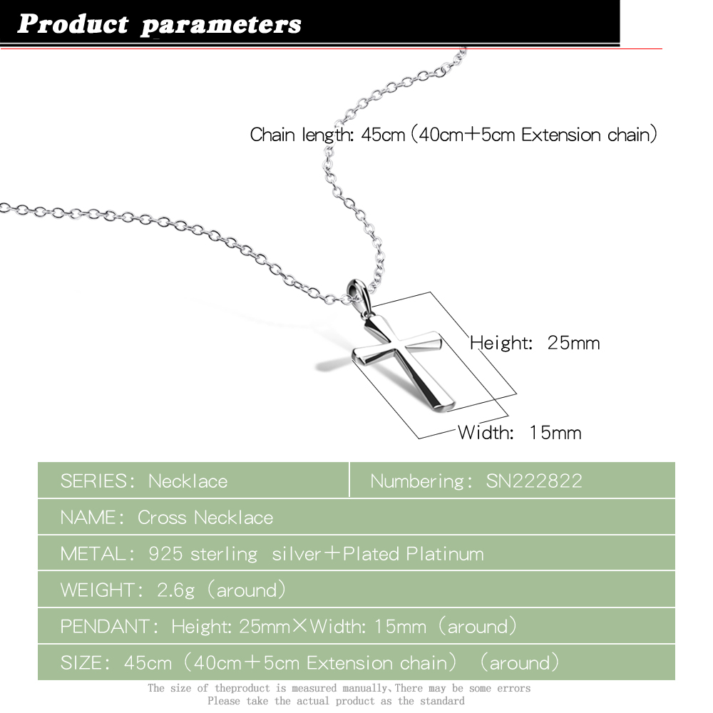Kerstcadeau Eenvoudige Dainty 100% 925 sterling zilveren kruis hanger ketting Mode vrouw Chocker ketting Dame zilveren sieraden