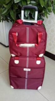 Vrouwen reizen trolley tassen wielen koffer voor bagage tassen reistas wielen koffer Rollende reistas op wielen met handtas: Wine Red