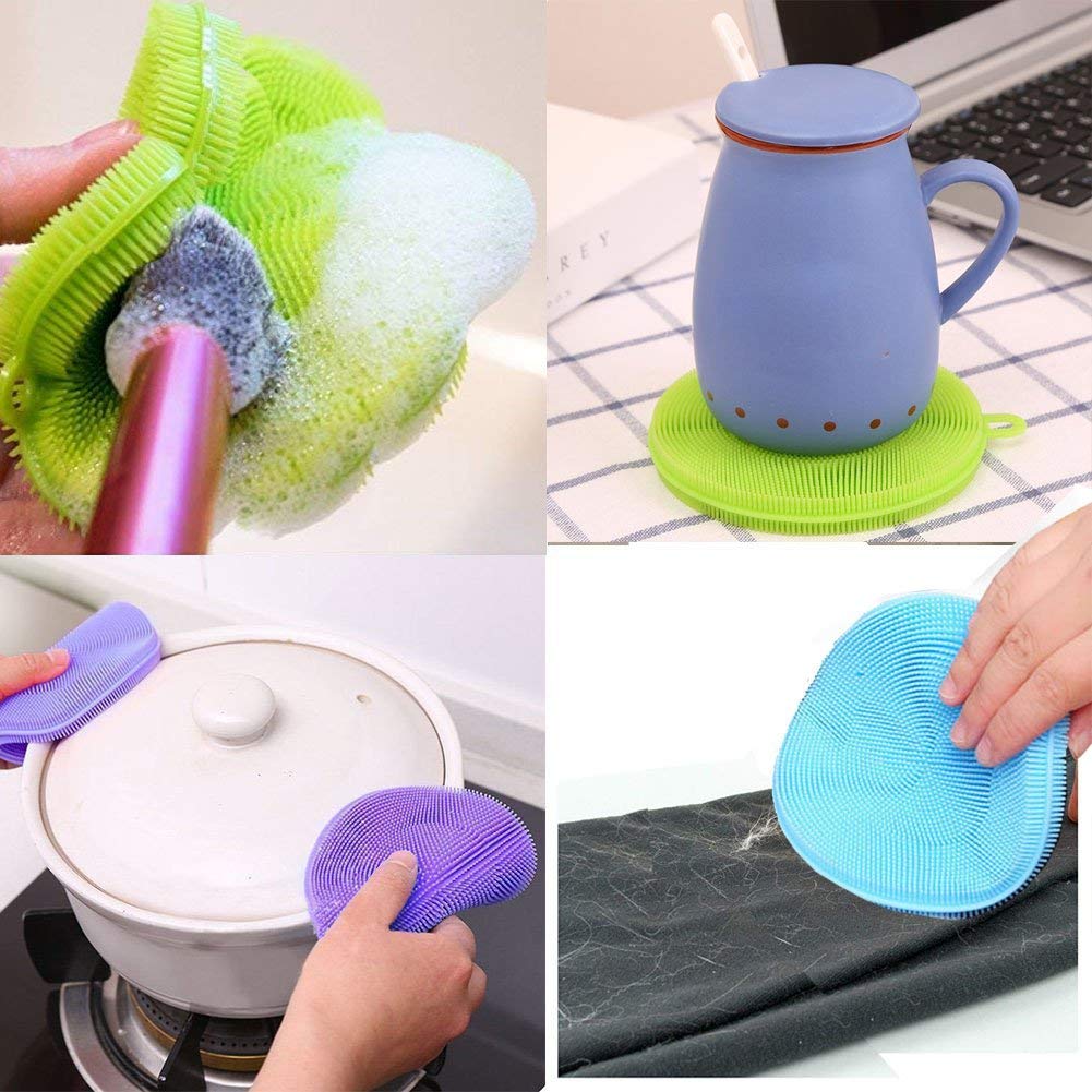 5PCS Silikon Küche Reinigung Pinsel Spülmaschine Schwämme Dish Waschen Schwamm Magie Wäscher Haushalt Pinsel Küche Zubehör