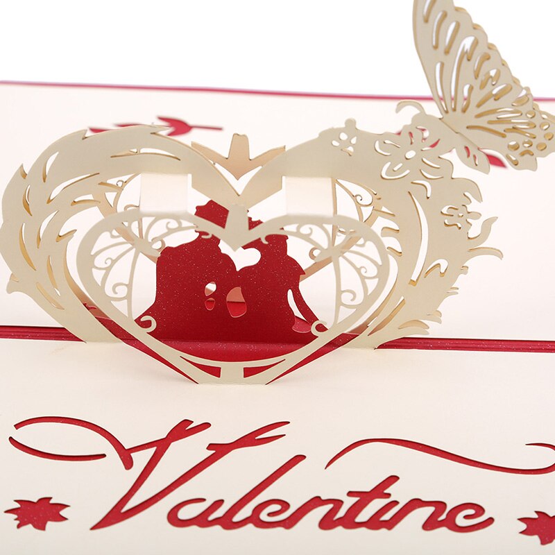 3D Pop Up Card 3D Greeting Card Happy Lovers Valentine's Day Love Memorial Postcard Merry Christmas Greeting Cards