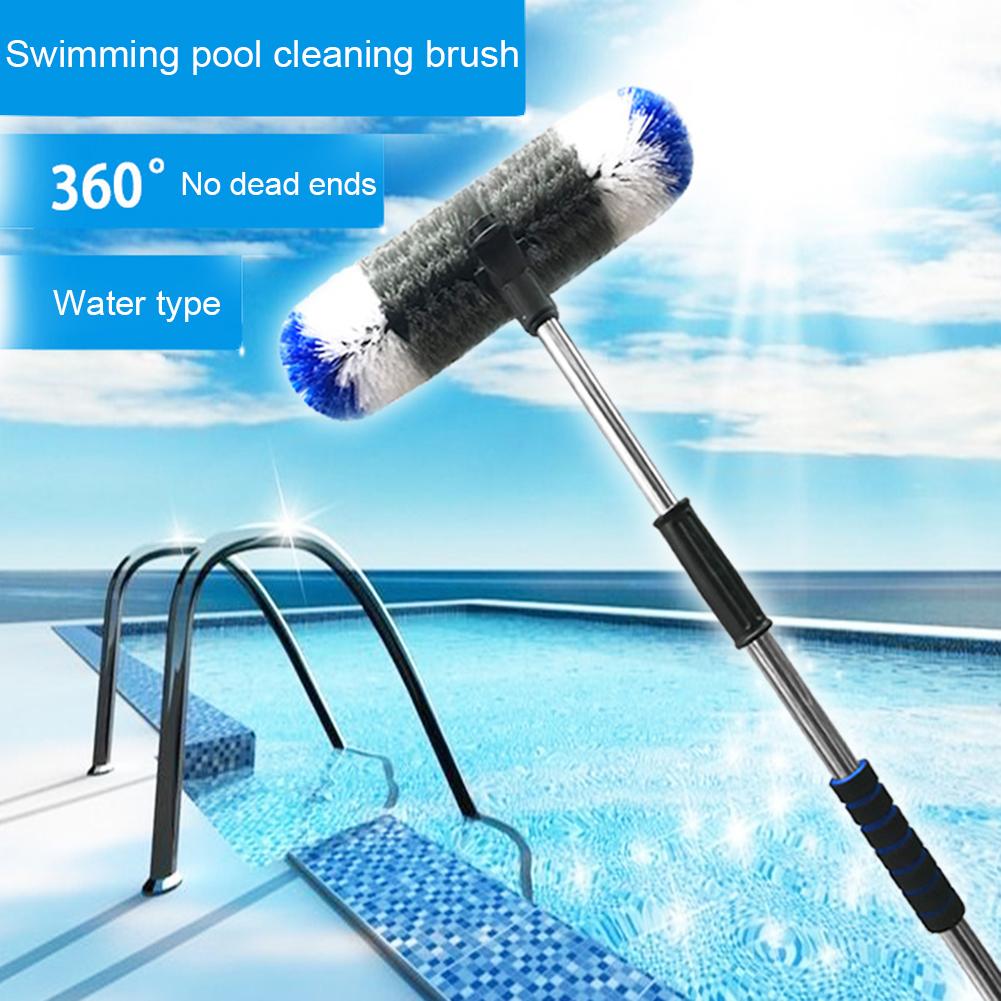 Swimming Pool Brush Cleaning Brush With Stainless Steel Telescopic Handle Household Pool Scrubber Brush: Default Title
