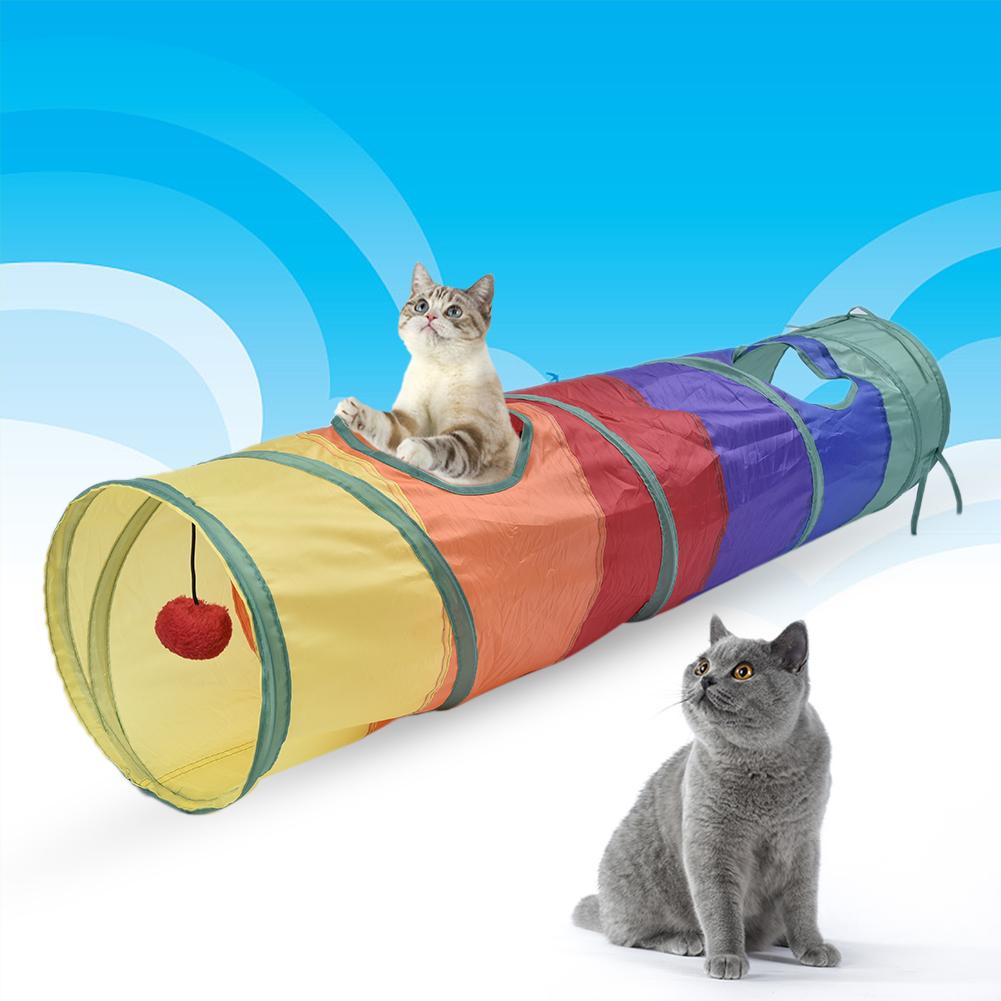 Sammenleggbar kjæledyr tunnel katt tilbehør pedagogiske leker telt innendørs utendørs trening leketøy katt kanin dyr leke tunnel tube bur: O