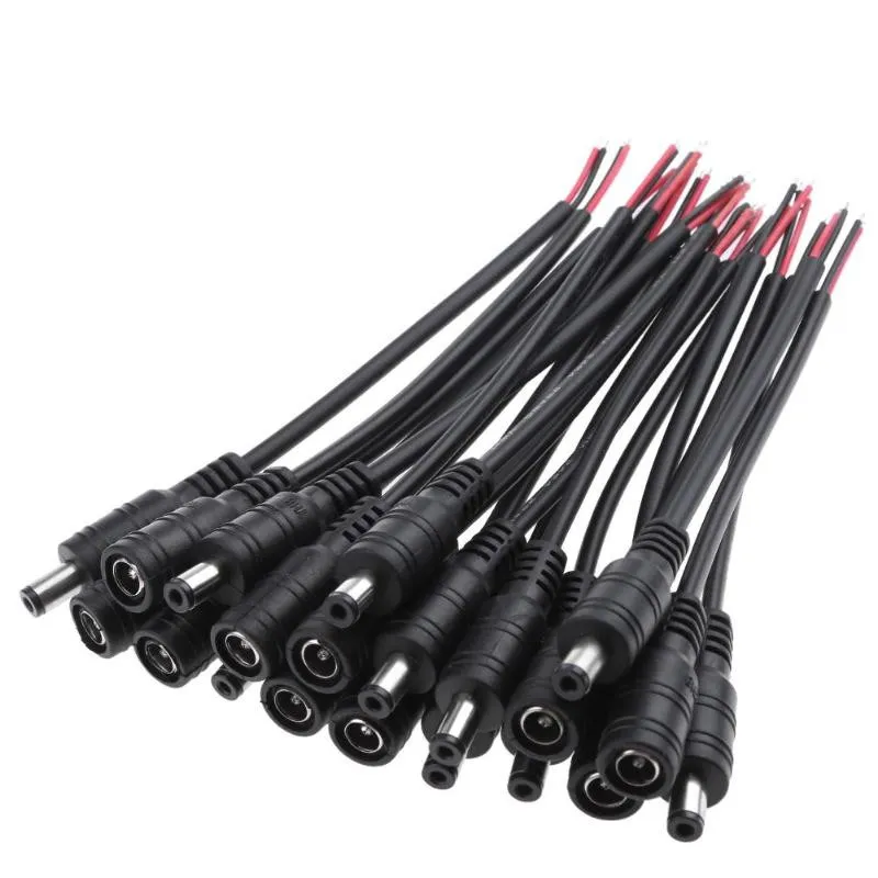 Conector de alimentación CC, Cable de enchufe de barril Pigtail, 2,1mm x 5,5mm, Cable macho hembra de 15CM para adaptador de fuente de alimentación de cámara IP, tira LED