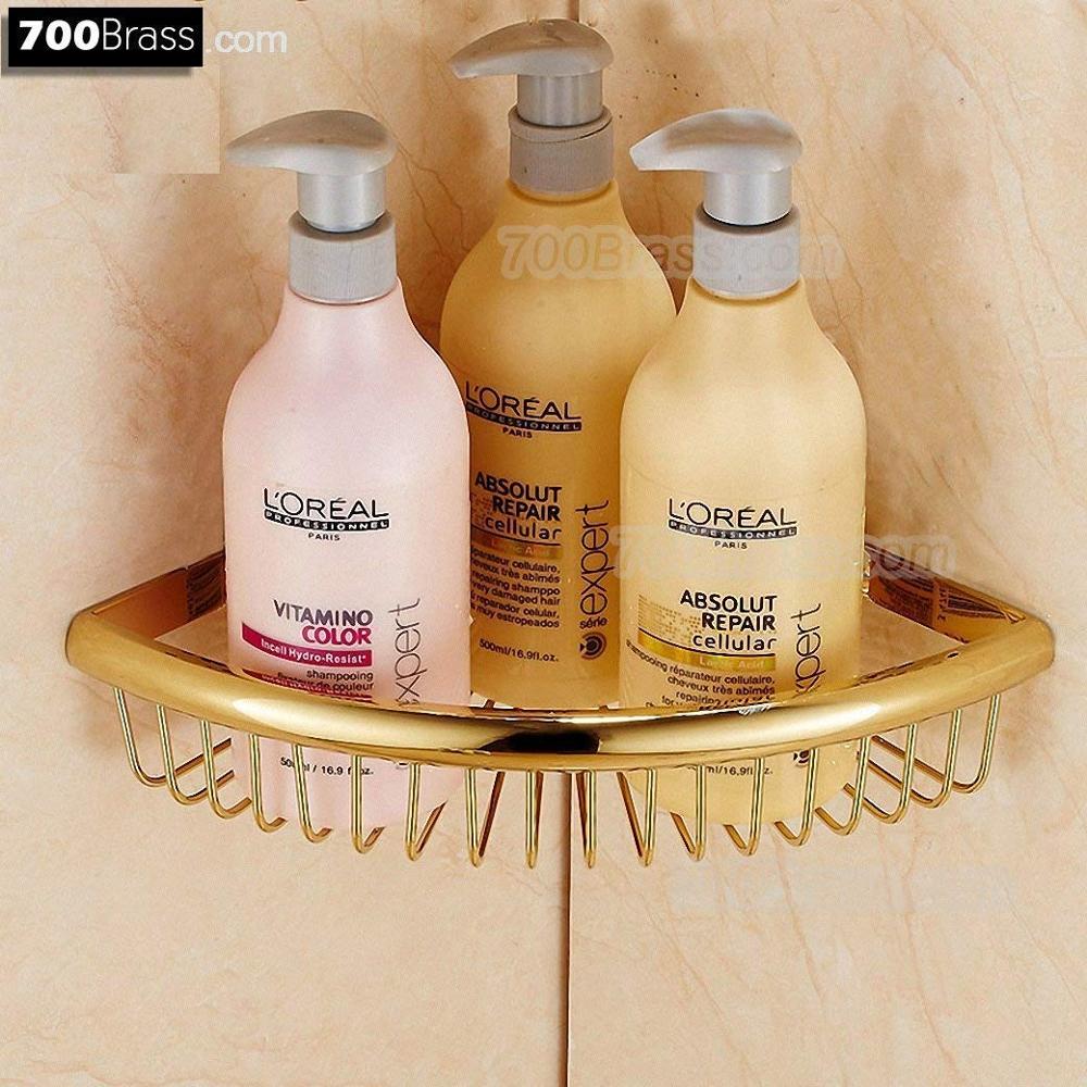 Luxe Douche Badkamer Accessoires Set, Handdoek Ring, Papier Houder, Kapstok, Wc Borstel, gepolijst Gold, Bad Hardware: Corner Shelf