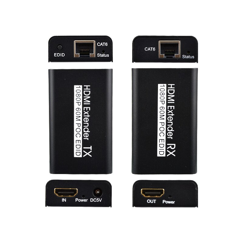 HDMI Extender 60M 1080p 3D HDMI Signal network extender Transmitter Receiver over cat5 cat6 RJ45 Ethernet Converter