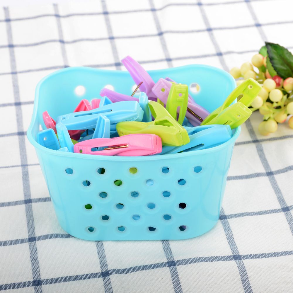 Clothespin Laundry Clothes Pin Large Spring With Basket Convenient Plastic 30pcs With Basket Travel Accessories: Default Title