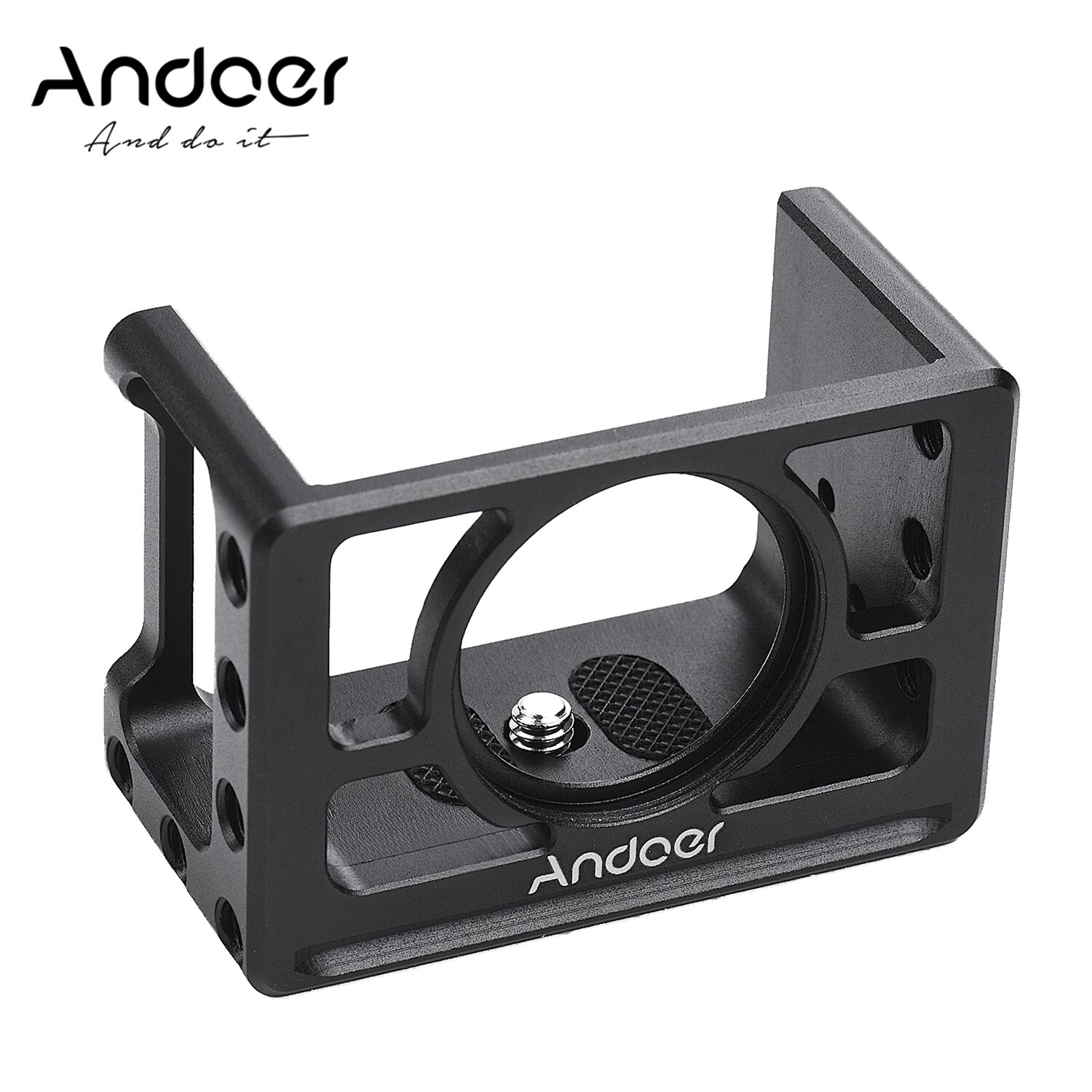 Andoer Metal Camera Cage Compatible with SONY RX100 VI VII Cameras Mount Protective Case with 1/4 Inch Screws Cold Shoe