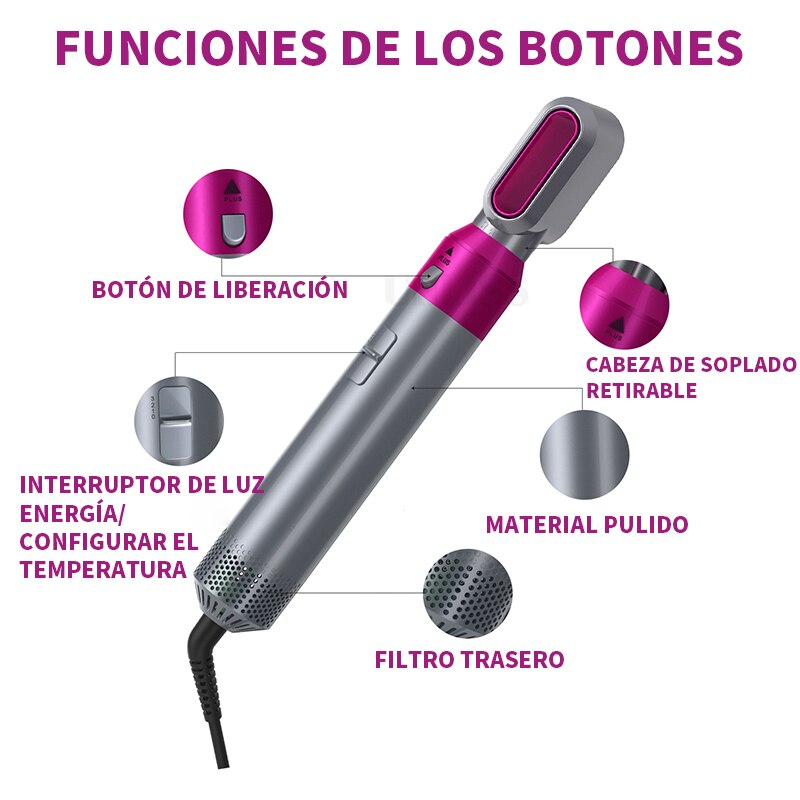 5 In 1 Air Styler Electric Hair Dryer Hair Curler Hair Styler Straightener Brush Comb Straighteners Curling Automatic Curling Ir