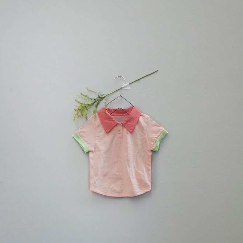 Zomer Baby Tops Peuter Baby Jongen Splicing Mode Korte Mouwen T-shirt Baby Meisje Ademend Katoenen Kleding