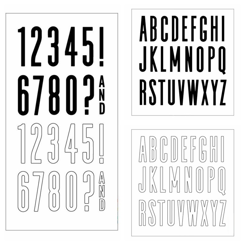 Tutte le lettere contorno e impostato di timbri solidi numeri di alfabeti timbri in silicone trasparente per fai da te decorare carte goffratura carta artigianato