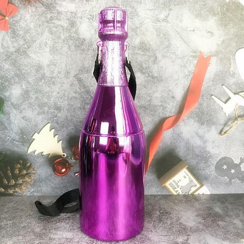 Boîte de rangement multifonction en forme de bouteille de vin, bac de rangement avec bandoulière, ornement en forme de tirelire, pour la décoration de la maison: Violet