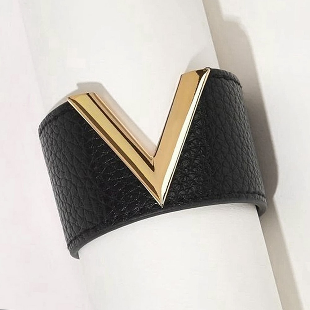 Eenvoudige All-Wedstrijd Ol V Woord Brede Armband Voor Vrouwen Hand Sieraden Grote Armbanden Armbanden wrap Charm Bracele