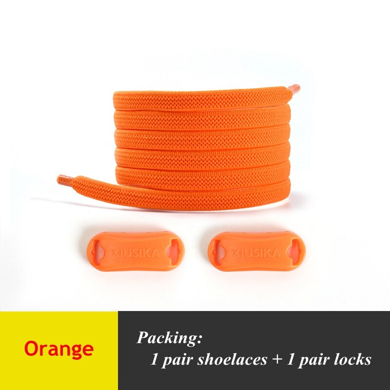 Lacets élastiques plats, 1 paire, pas de nœuds, pour chaussures de sport pour enfants et adultes, lacets rapides pour paresseux, 24 couleurs: Orange