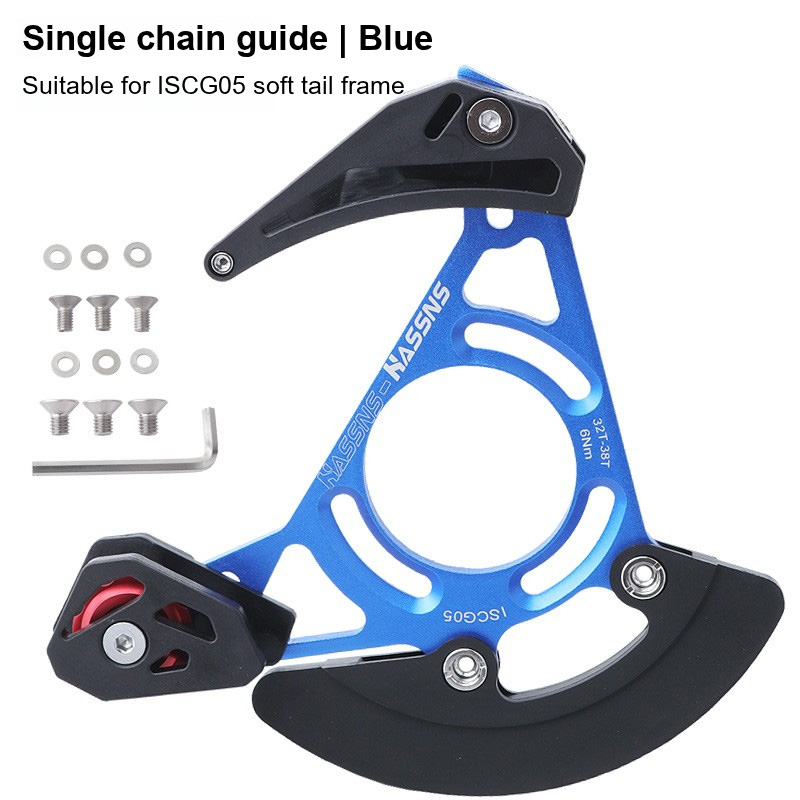 HASSNS mtb kettinggeleider ISCG05 03 BB Mount Fietsketting guard protector Fiets Enkel Kettingblad 32 T 34 T 36 T 38 T Tandwiel Plaat: Paars