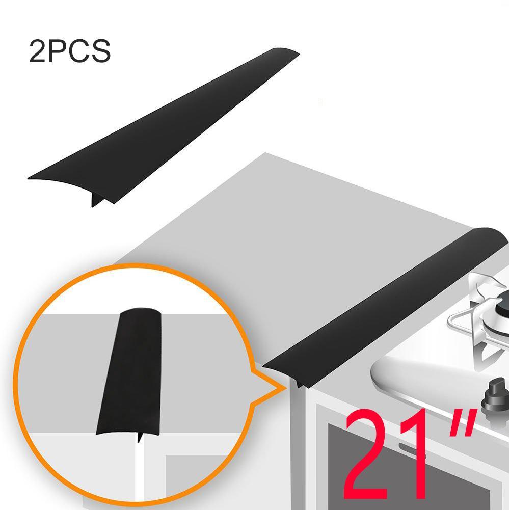 Set Of 2 Kitchen Silicone Stove Counter Gap Cover Heat Resistant Wide & Long Gap Filler Seals Spills Between Counter