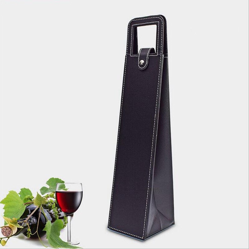 Red Wine Leather Single Portable Packaging Box Single Wine Box Red Wine Bag: 1Pcs Black