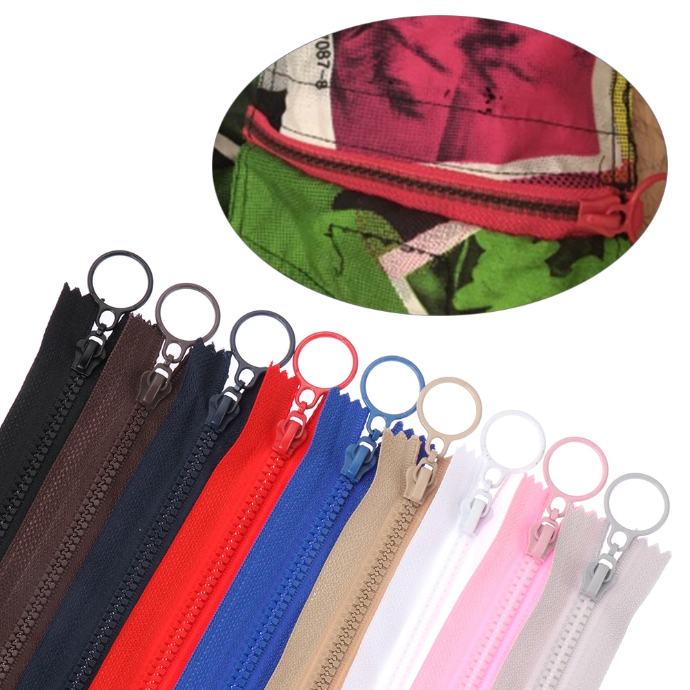 Cremalleras de resina de 25cm para pantalones, 5 uds., color caramelo, anillo redondo con cremallera, bobina de cremallera para ropa, bolsa de costura artesanal, accesorios para ropa
