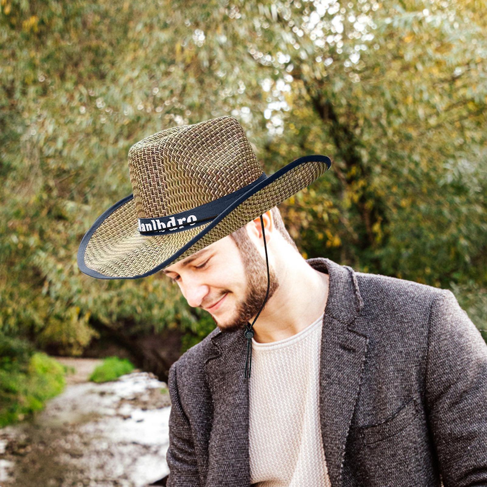 Chapeaux de soleil ajourés en lin d'été pour hommes, chapeau de paille respirant réglable, Protection UV de pêche, casquettes de soleil d'extérieur, chapeau d'été