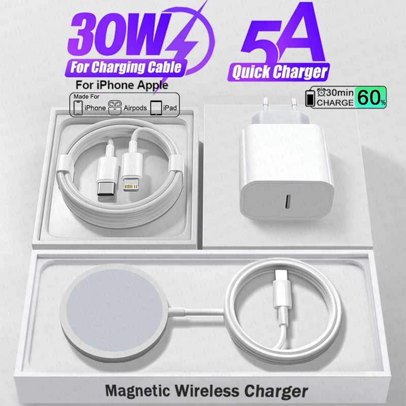 Apple Magsafe Originele draadloze oplader voor iPhone 16 15 14 13 12 11 Pro Max X XS XR 8 Plus Snel opladen Type C Charge Lightning-kabel