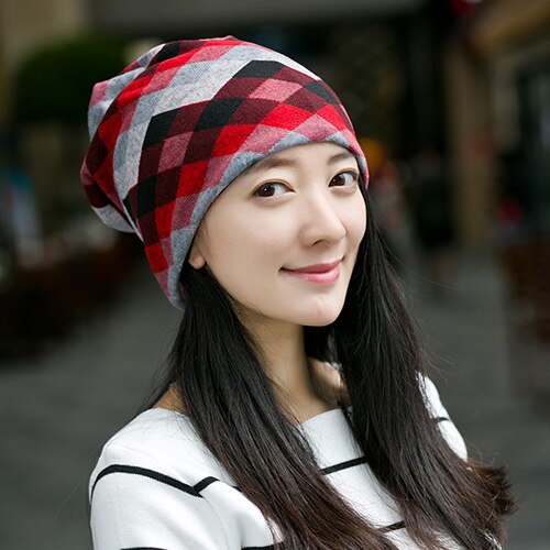 Popular Winter Hat Women Knit Slouchy Beanie Girls Bonnet Skull Baggy Warm Female Scarf Gorro Feminino Inverno Cap: red