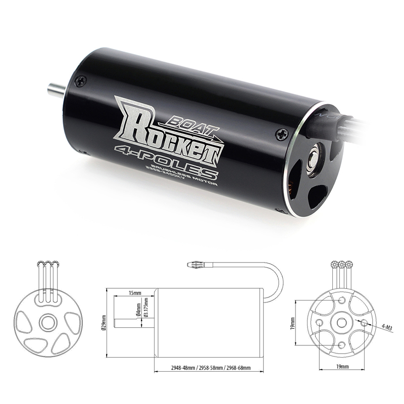 Rocket RC 2948 2958 2968 3660 3670 3680 borstelloze motor voor RC 500-1000 mm Traxxas Feilun-boot
