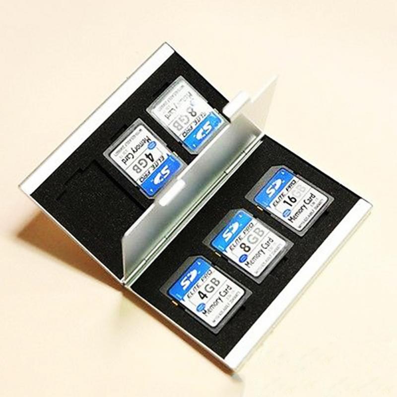 Aluminium EVA Aluminium Micro voor SD MMC TF Geheugenkaart Storage Box Protecter Case 6 sd-kaart