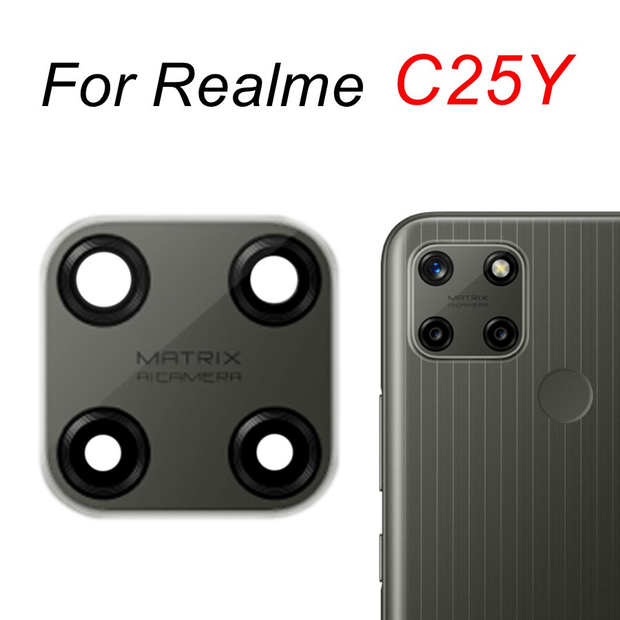 2 pz/lotto Posteriore Posteriore della Macchina Fotografica Obiettivo di Vetro Per Realme C3 C11 2021 C12 C15 C17 C20 C20A C21 C21Y C25 C25S C25Y C35 di Ricambio + Adesivo: C25Y-Metal Gray