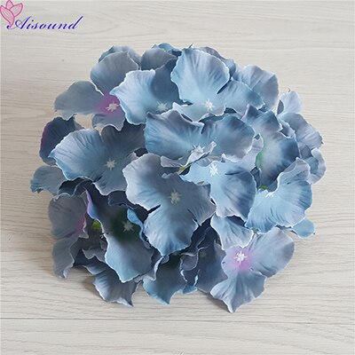 10 Stuks 20Cm Grote Zijden Hortensia Bloem Stem Bloemen Tak Voor Bruiloft Decoratie Diy Bloemen Muur Levert: Dark Blue