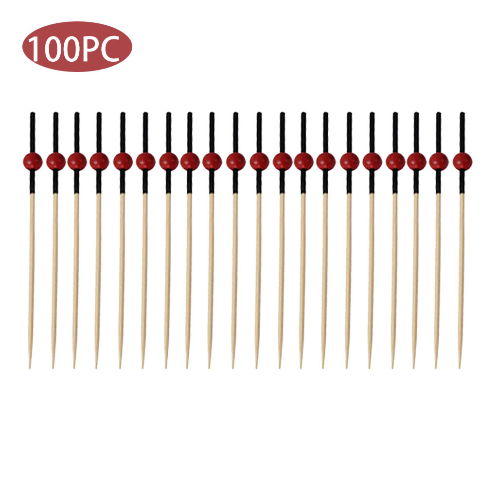 Disposable Bamboo Fruit Fork 100pc Party Bamboo Pick Buffet Fruit Fork Party Dessert Stick Cocktail Skewer Forks D12#30: A