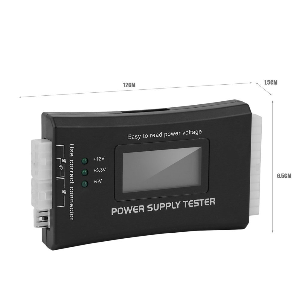 Verificador da fonte de alimentação do sd para pc-fonte de alimentação/atx/btx/itx complacente display lcd sata hdd tester 20/24 pinos profissional