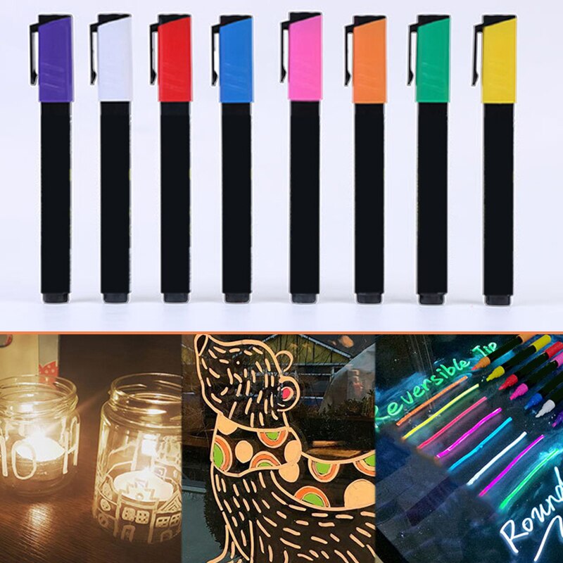 8 Pack Marker 6mm Reversible Fluorescent Markers Highlighters for LED Menu Board Bistro Board AD Drawing Marker Pens H-best