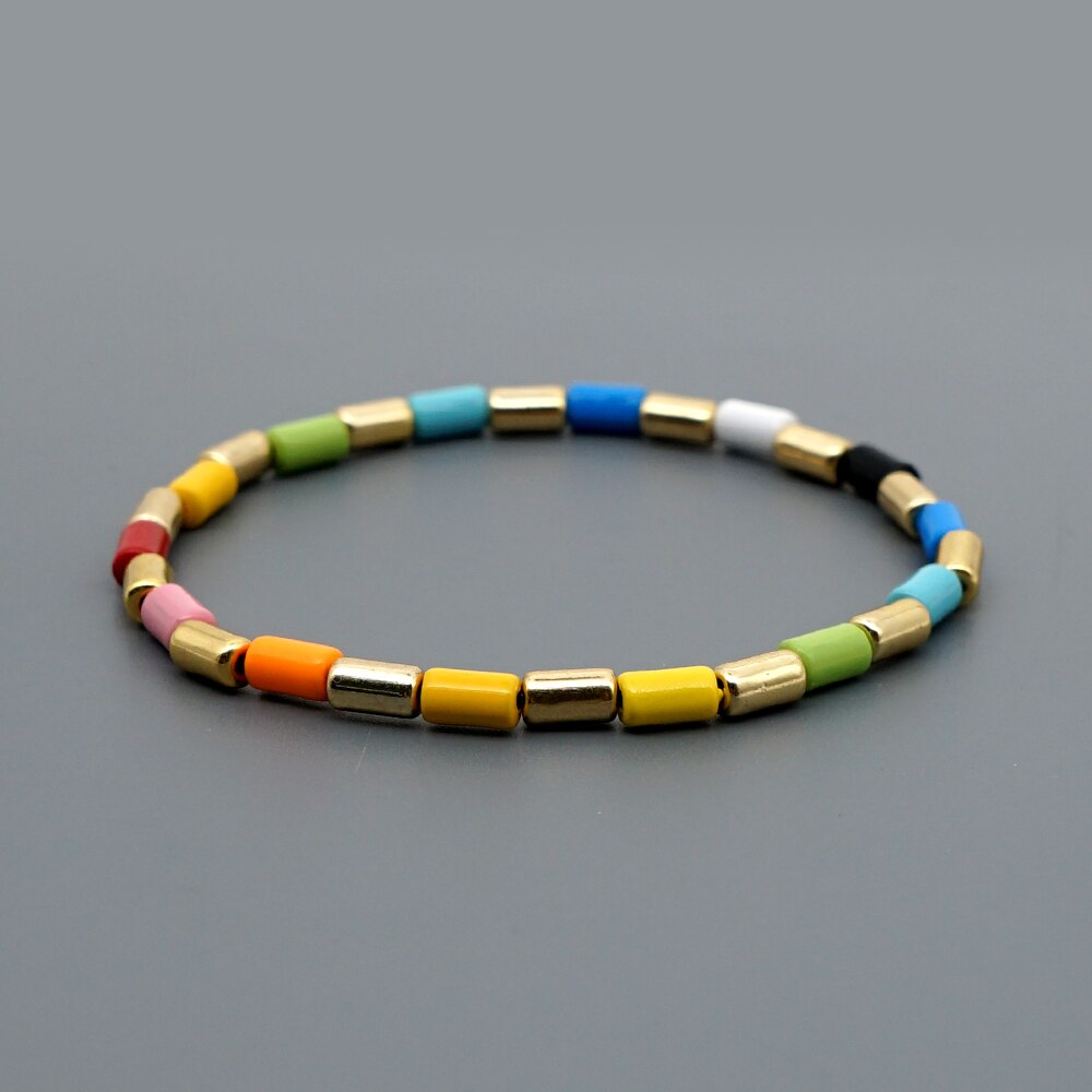 Shinus Rainbow Bracelet For Women Boho Jewelry Summer Jewellry Enamel Tile Bracelets Multicolor Accesorios Armband