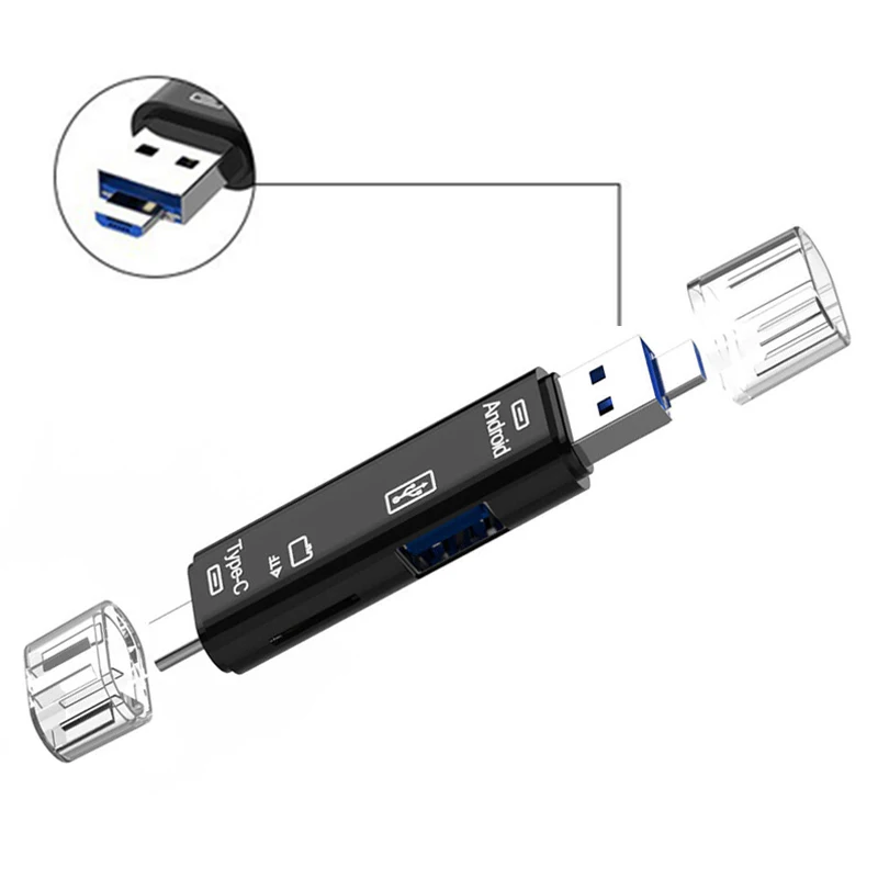 5 In 1 Multifunction Usb 2.0 Type C/Usb /Micro Usb/Tf/SD Memory Card Reader OTG Card Reader Adapter Mobile Phone Accessories: Yellow