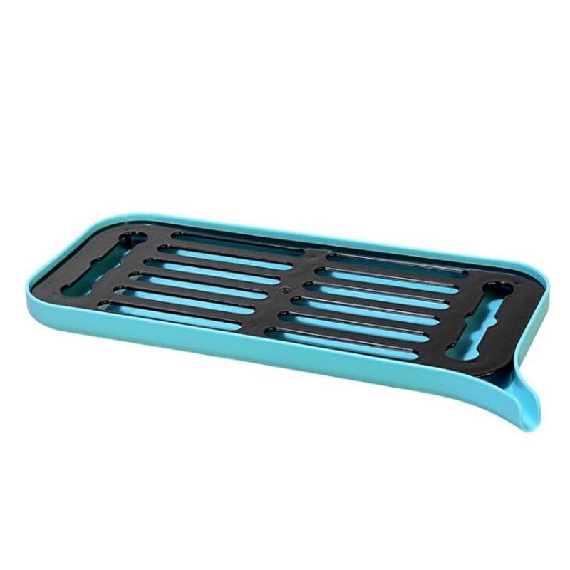 Plastic Dish Drainer Dryer Tray Large Sink Drying Rack Worktop Drain Rack Kitchen Water Filter Tray: Blue