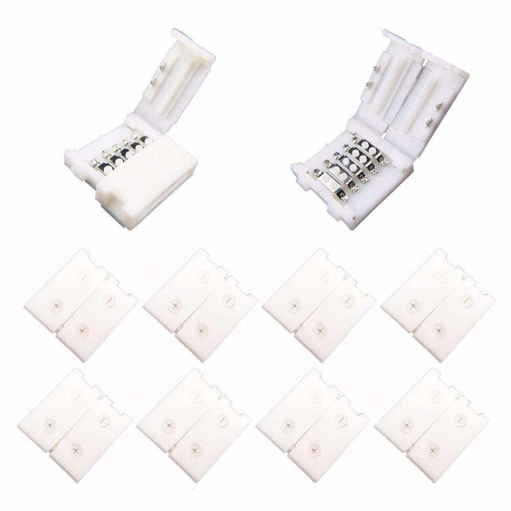 10x 5- polet rgbw led bånd lys 12mm loddet klip montering stik ,5- leder rgbww led strip lys snap down-stik  st275